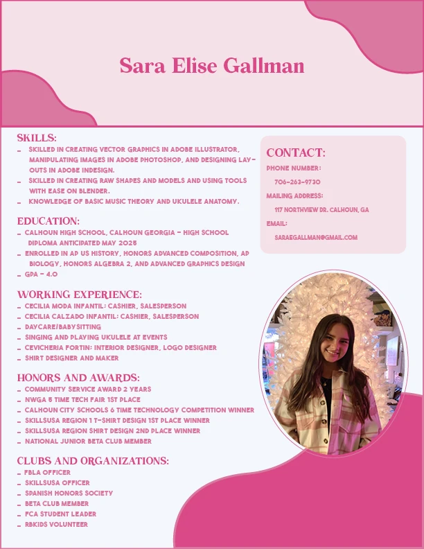 InDesign work by Sara Elise